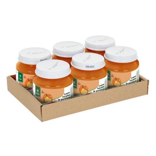 6-PAKKAUS: Rautainen luomu kurpitsa ja porkkana, 120 g x 6
