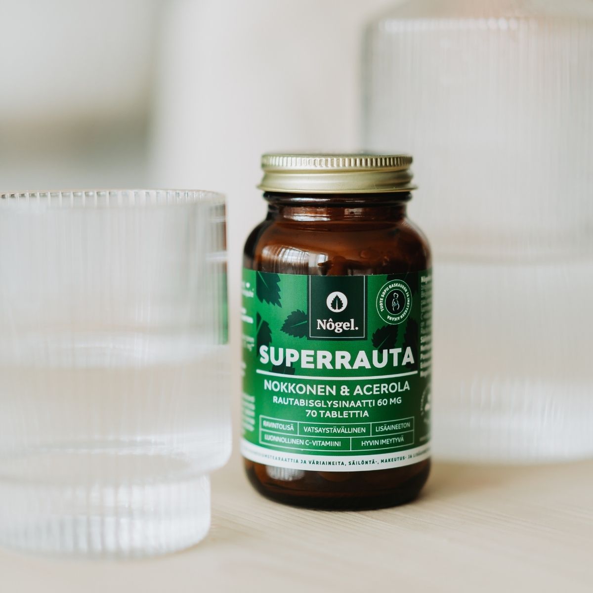 Superrauta, nokkonen ja acerola kirsikka, 60 mg, 70 tablettia - Nôgel