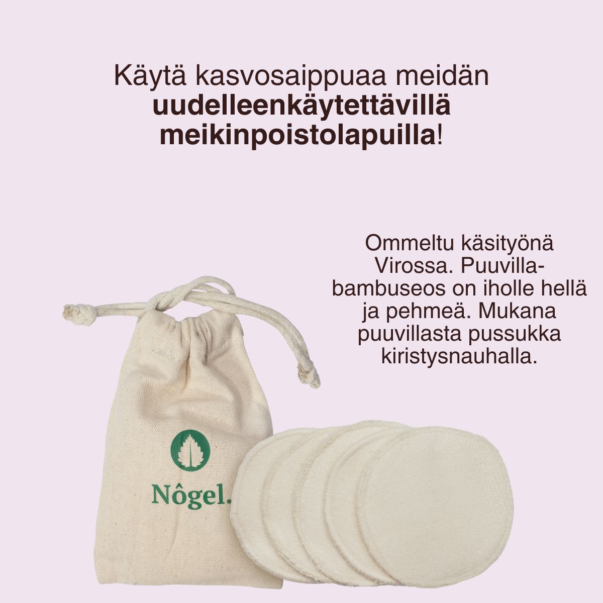 Uudelleenkäytettävät meikinpoistolaput ovat pehmeästä materiaalista