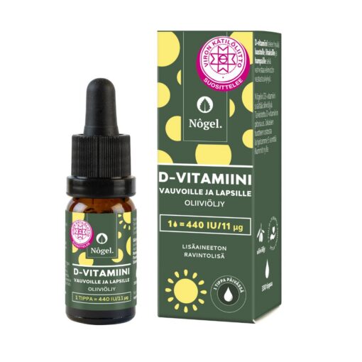 D3-vitamiini vauvoille ja lapsille, oliiviöljy, 440 IU/11 μg, 10 ml