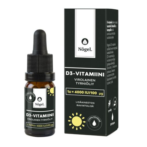 D3-vitamiini, tyrniöljy, 4000 IU/100 μg, 10 ml