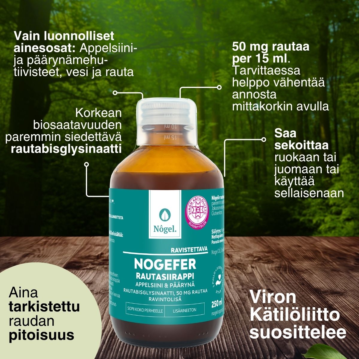 NOGEFER Rautasiirappi, appelsiini ja päärynä, 250 ml, 50 mg/15 ml - Image 2
