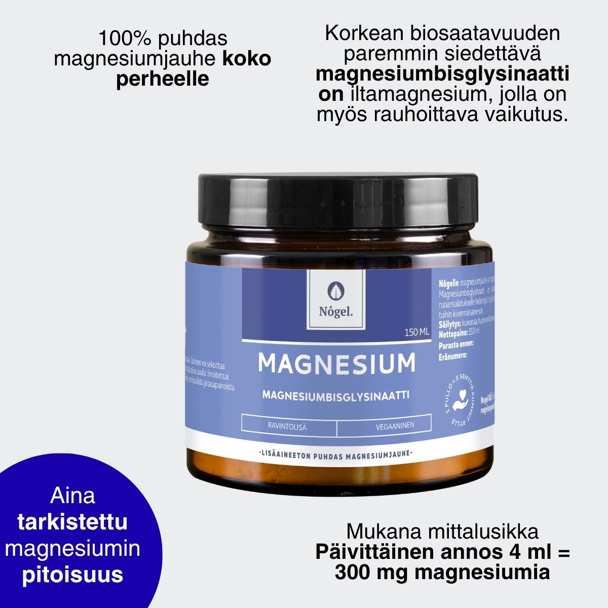 Magnesiumjauhe, 300 mg, 150 ml - Image 2