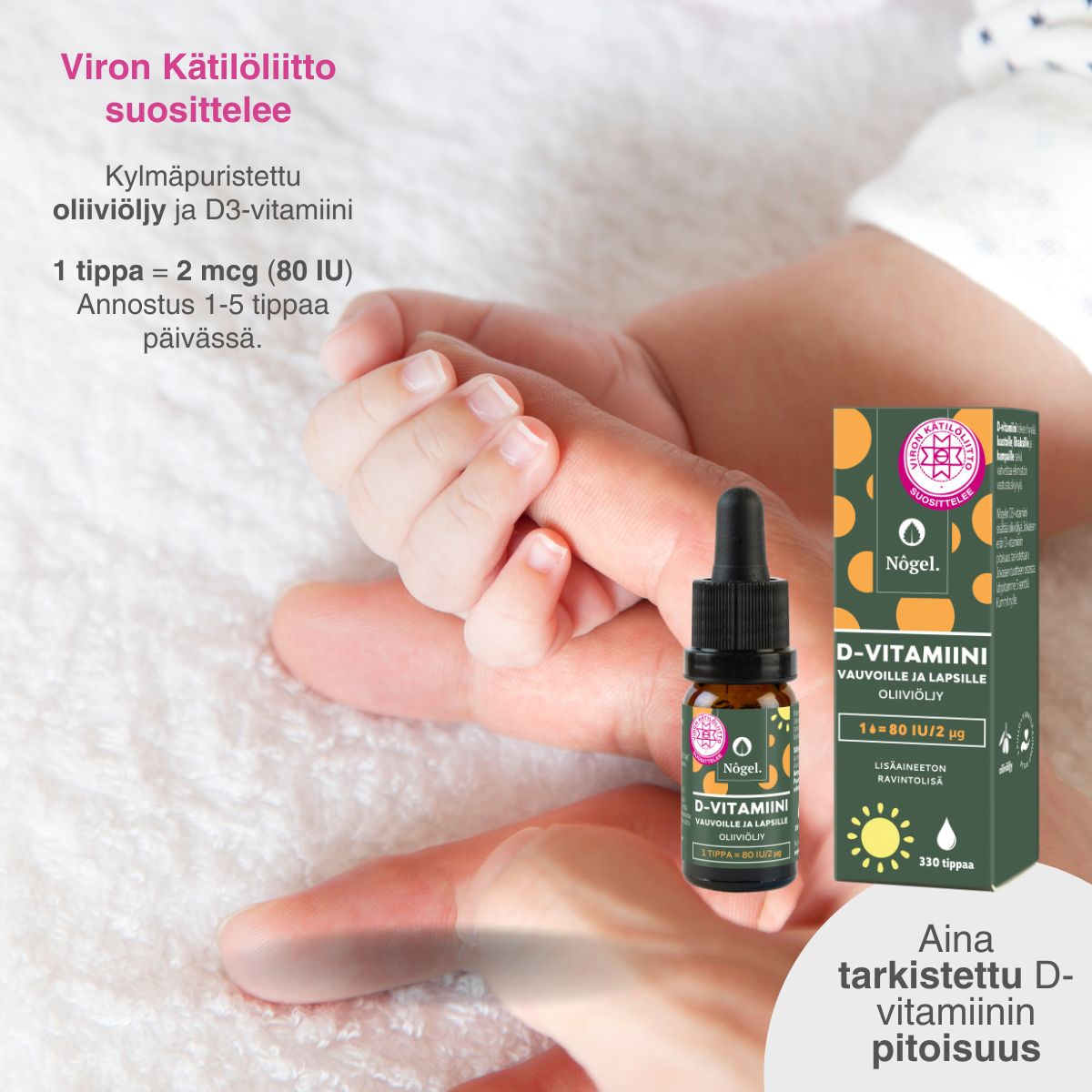 Odottavan äidin pakkaus 3: Superrauta 60 mg ja D-vitamiini vauvoille ja lapsille, oliiviöljy, 80 IU, 10 ml - Image 2